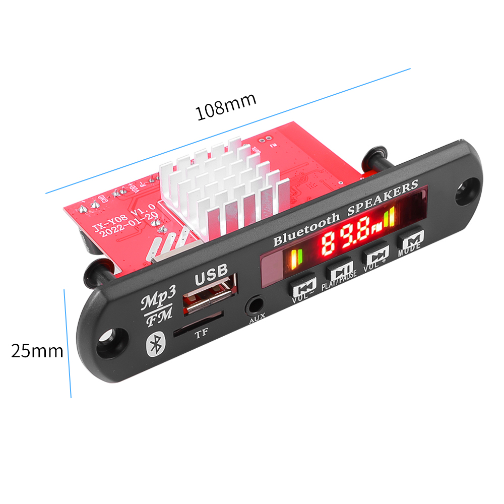 Bo Mạch Giải Mã WAV MP3 WMA 8-24V Tích Hợp Bộ Khuếch Đại Bluetooth 5.0 2X60W Mô-đun Âm Thanh Nhạc Không Dây Cho Xe Hơi USB TF Đài FM