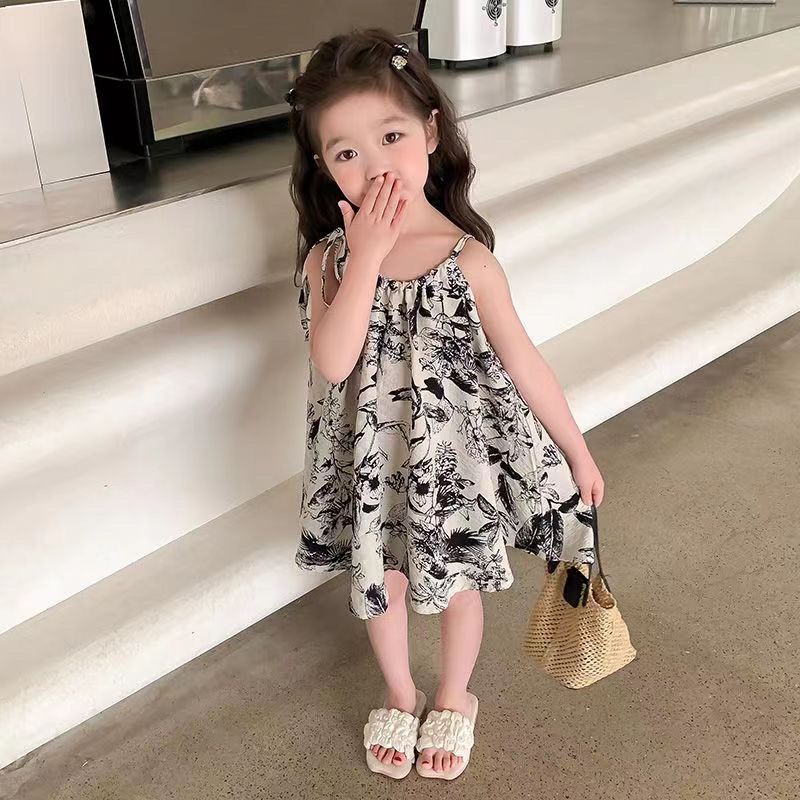 Alena 🧡🧡🧡 váy bé gái đầm công chúa cho bé gái váy bé gái mùa hè phong cách trung hoa vẽ mực váy treo mát mẻ cho bé chân váy cho bé gái đầm công chúa bé gái váy bé gái