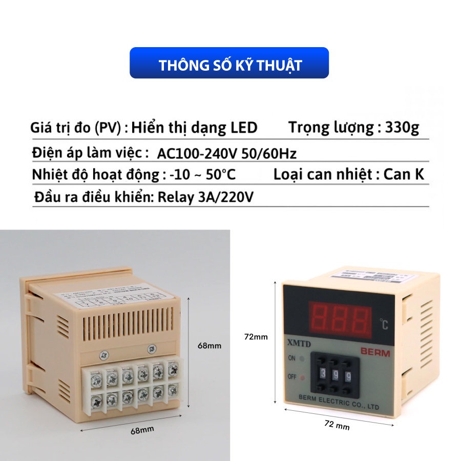 Đồng Hồ Nhiệt Độ Berm XMTD-2001 (thân dài) TBD04