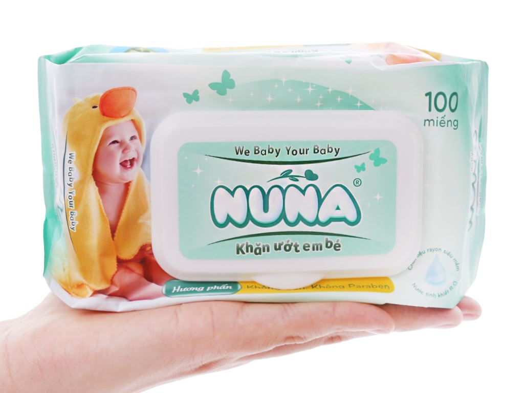 Khăn ướt em bé NuNa hương phấn (100 miếng/gói)