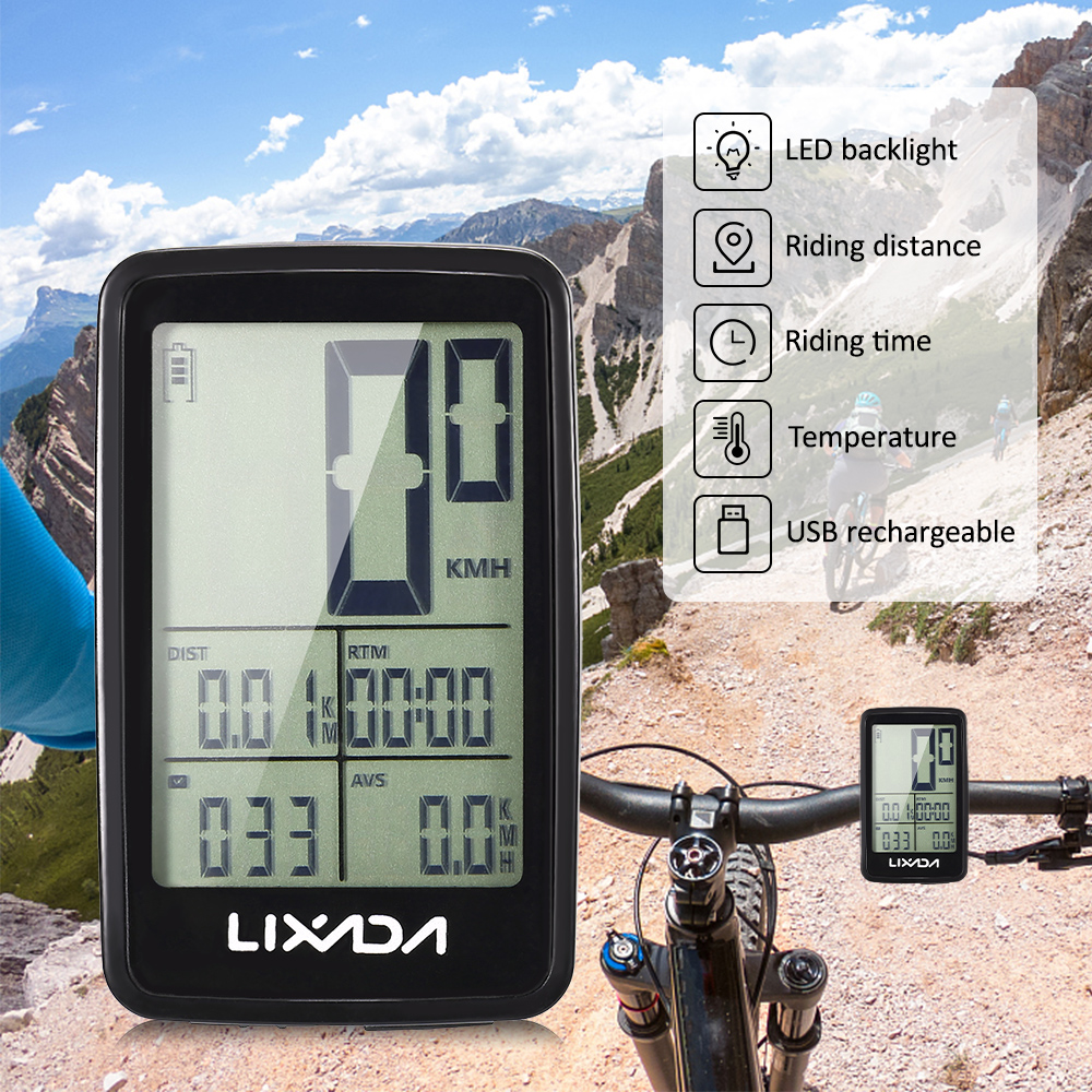Lixada USB Rechargeable Wireless Bike Cycling Computer/Computer Mount Holder for Lixada USB Rechargeable Bike Cycling Computer Bicycle Speedometer Odometer