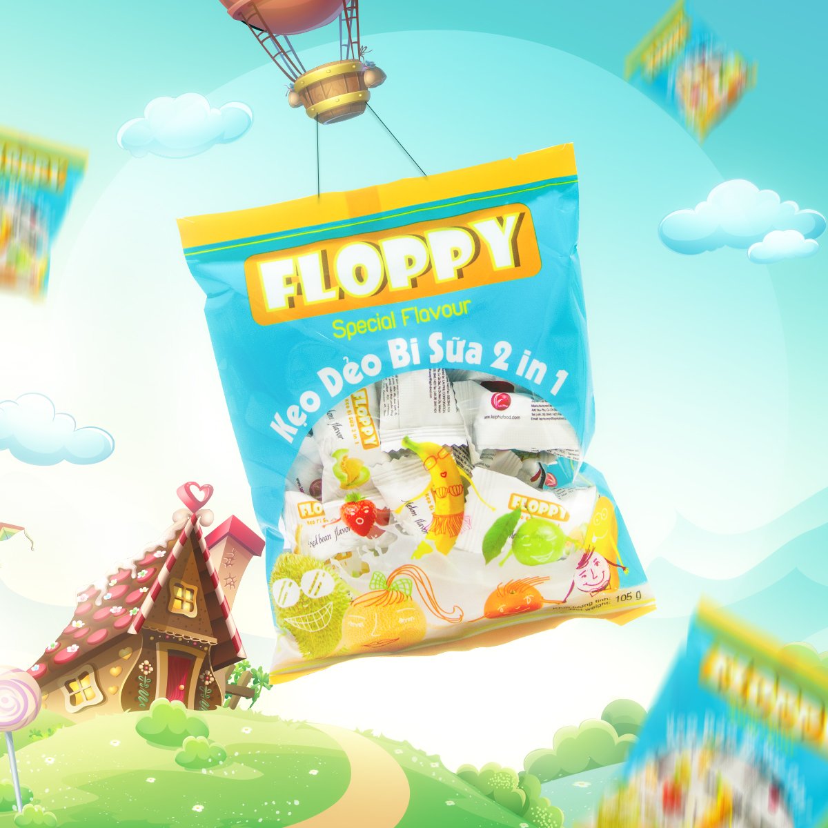 Kẹo Bi Sữa Floppy Vị Trái Cây 105G