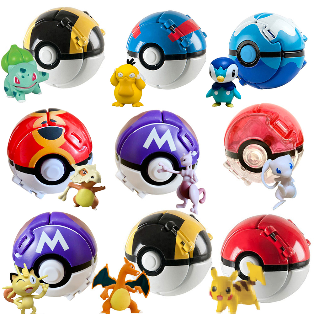 SF 15 Styles Pokemon Elf Ball Anime Figure Pikachu Charizard Pocket Monster Variant Pokemon Elf Ball Toy Action Model Gift. 