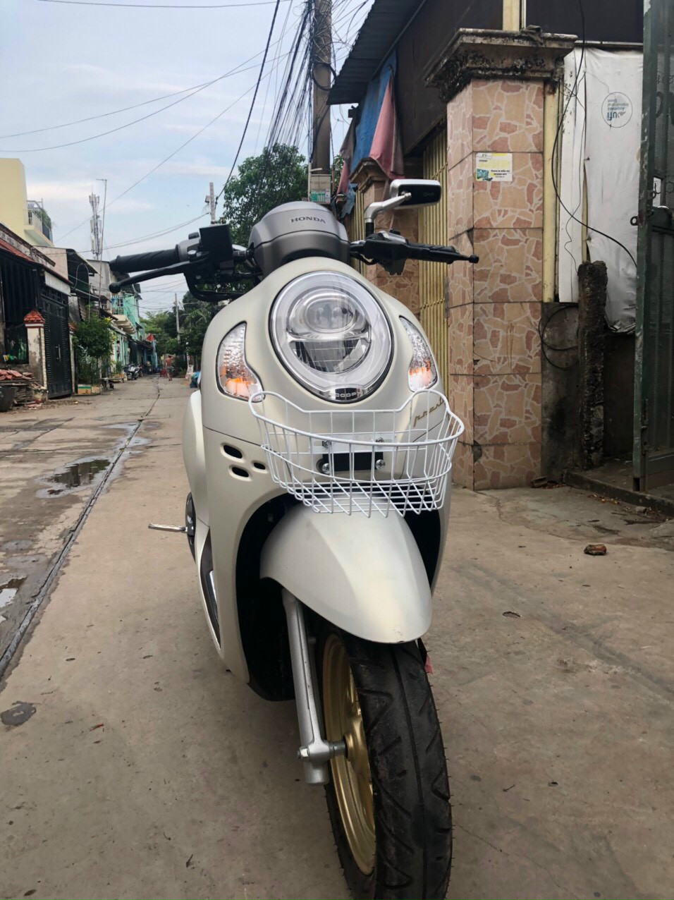 Rổ lưới thái gắn cho xe Scoopy (trắng, đen).. kiểu tròn