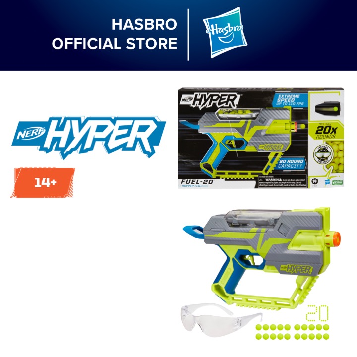 80 Hyper Rounds Easy Reload NERF Hyper Mach-100 Fully Motorized Blaster Eyewear Up to 110 FPS Velocity Holds Up to 100 Rounds 