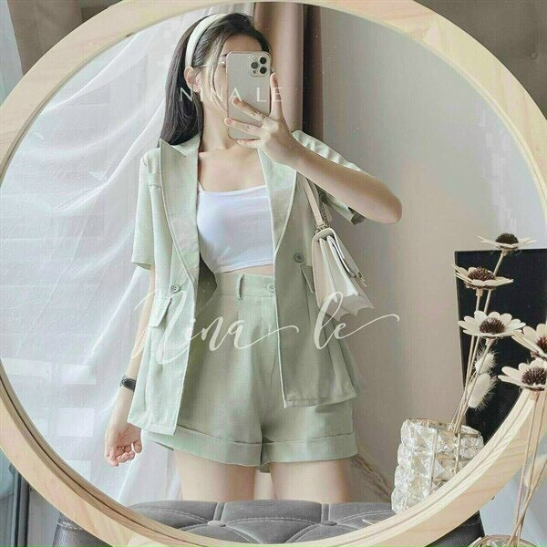 Set 3 món hàn quốc, set vest tay ngắn, set quần đùi áo vest kèm áo lót cá tính