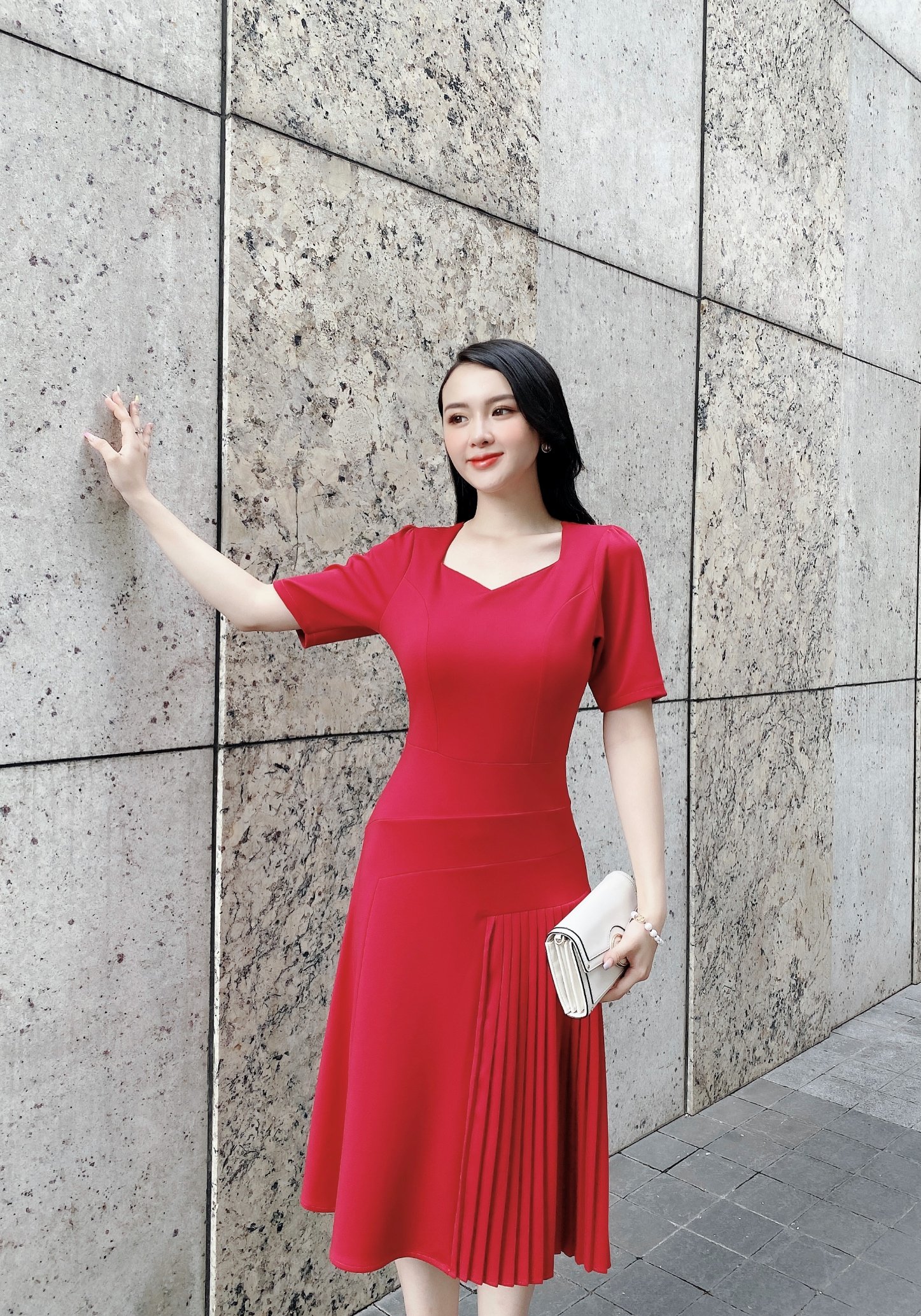 Đầm phối dập ly xinh đẹp