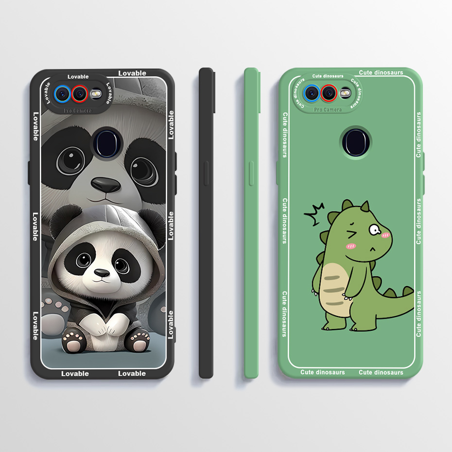 For oppo f9 case cover panda pattern liquid soft silicone anti-fall phone case for oppo f9 casing