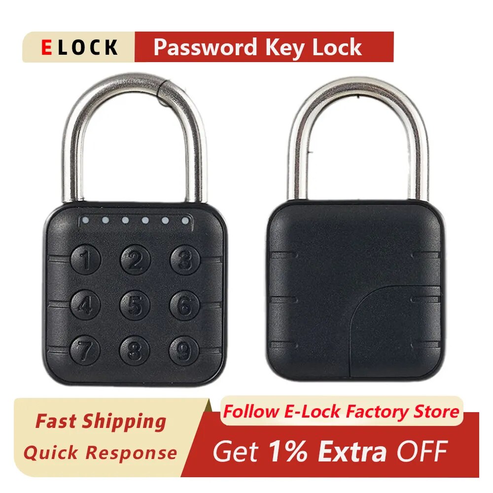 Digital Padlock With Password Electronic Art Lock Security Protection Art Door Lock Password Button Padlock 6-Digit Passcode