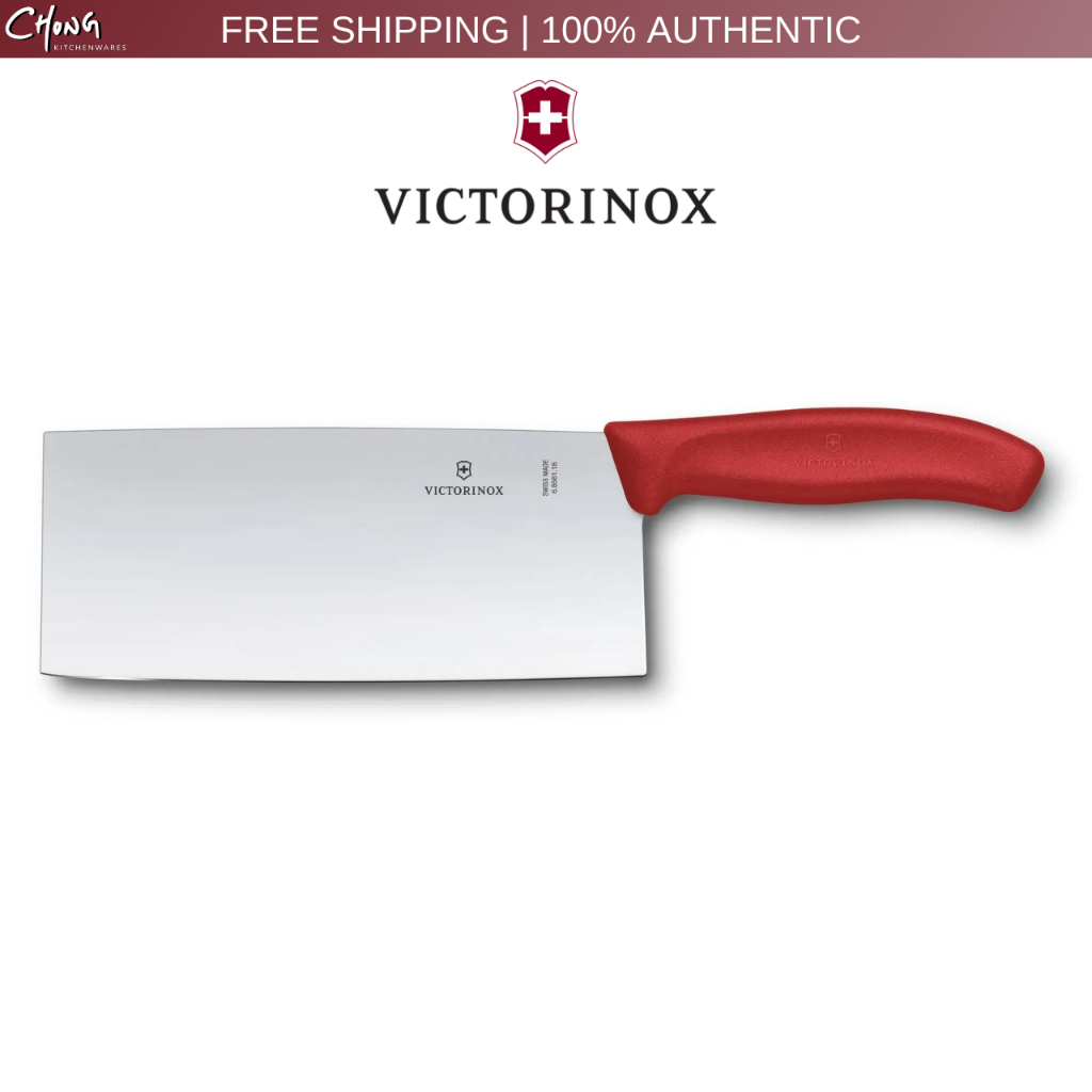 Victorinox Swiss Classic 7 Chinese Cleaver, Red TPE Handle