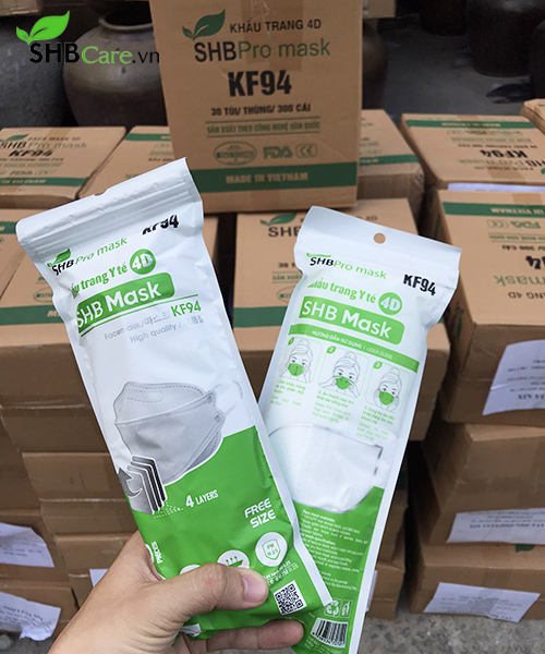 Khẩu trang y tế 4D - SHB Pro Mask KF94 [Túi 10 cái màu trắng]