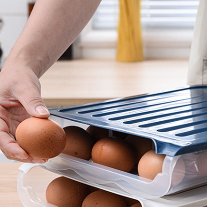 Egg Storage Box Single Layer with Lid Auto Roll Egg Case Large Capacity ...