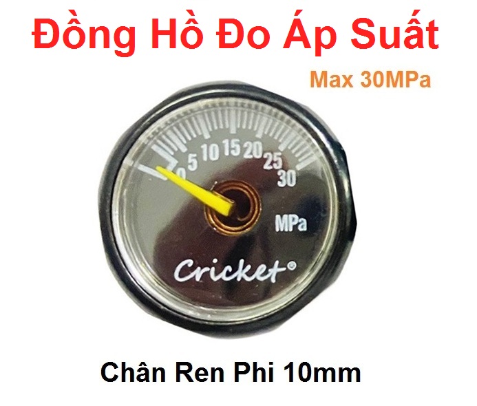 Đồng hồ đo áp suất Max 30MPA - chân ren phi 10mm ( mặt màu ĐEN Chơn) (loại Nhỏ) thumbnail