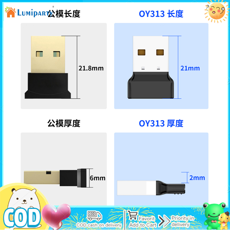 Bluetooth-compatible 5.3 Adapter Usb Wireless Audio Receiver Transmitter Dongle For Desktop Computer Laptop