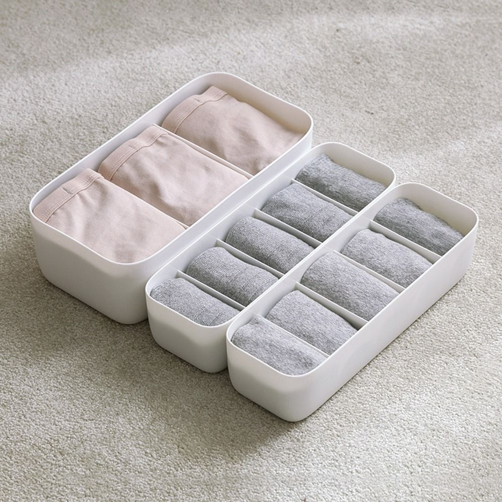 Stackable Bra Storage Solution Multifunctional 3/5 Grids Underwear Storage Box Stackable Plastic Socks ...
