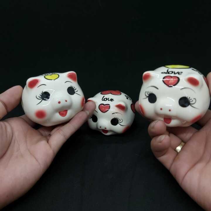 Lợn Đất Mini gốm men sứ Bát Tràng size mini màu trắng sữa - Heo Đất Mini - Ống Heo Mini