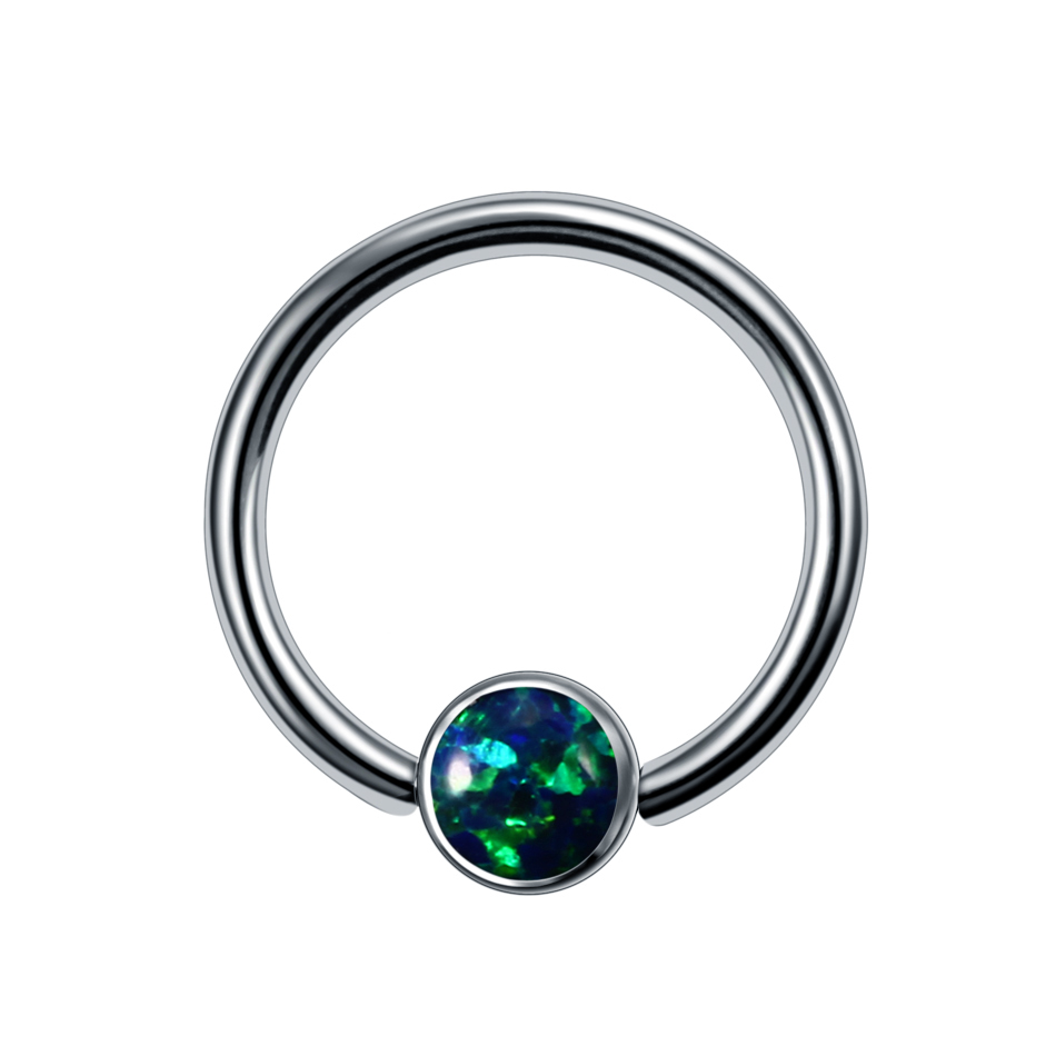 16g G23 Titanium Opal Captive Bead Ring – CBR For Septum, Nose, Lip, Ear (3mm Ball) - View #2