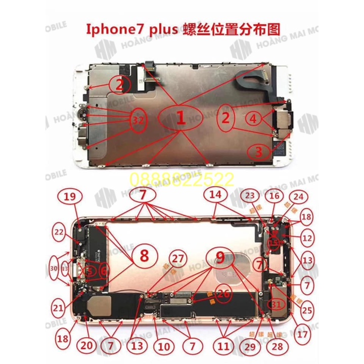 Full bộ ốc iP7P đến 12 Pro Max