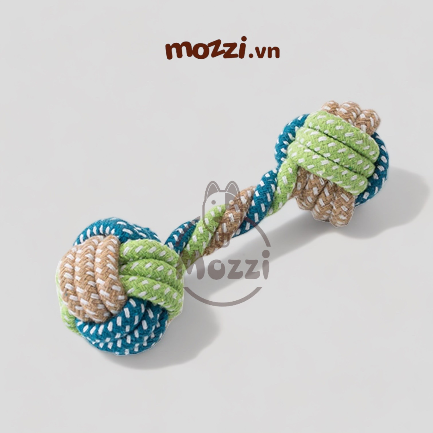 Đồ chơi dây thừng cotton bện màu xanh lá