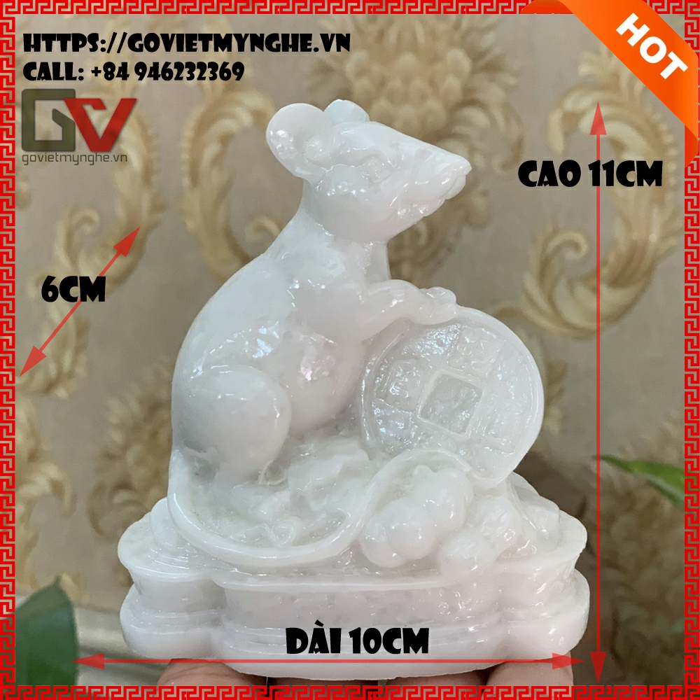 [HCMC] Feng Shui mouse statue-11cm height-composite stone-aqua green