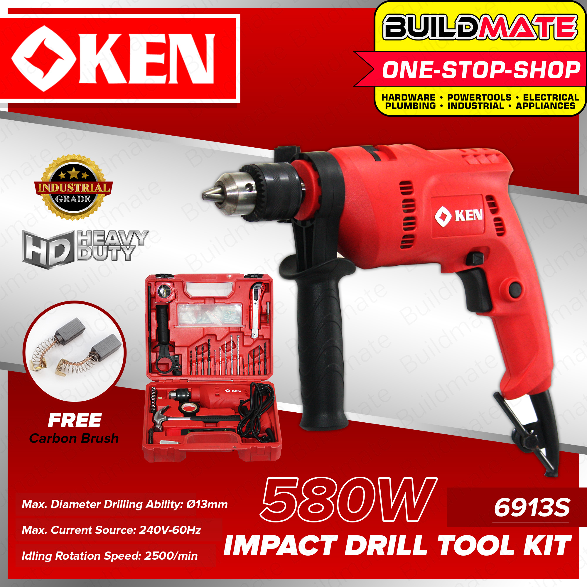 KEN Impact Drill Driver Tool Kit 580W 6913S HEAVY DUTY 100% ORIGINAL ...