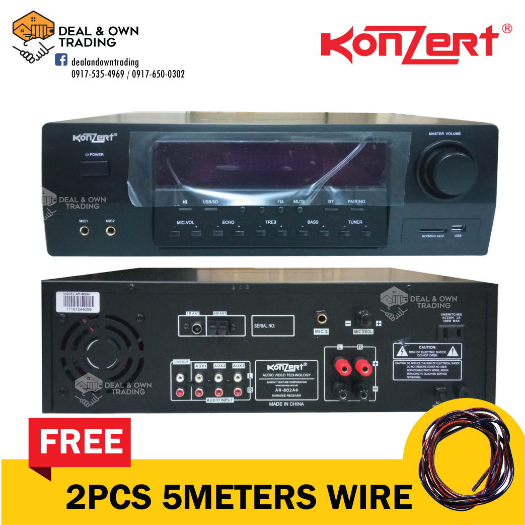 Konzert AR802A+ 500W x 2 Karaoke Receiver with USB/SD & FM Radio