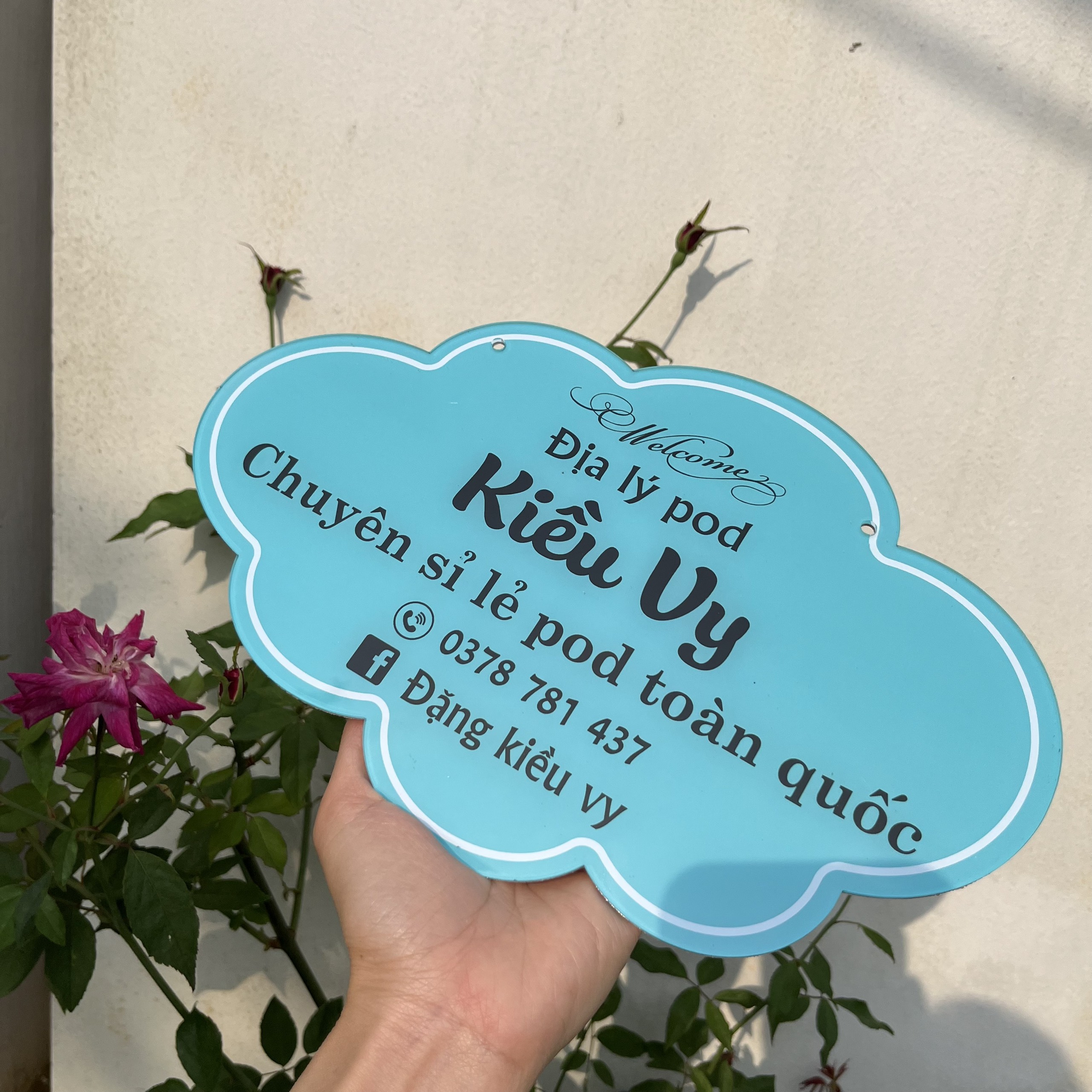 Bảng hiệu mica- decor shop-Kích thước:13cm x 17cm- 17cm x 27cm