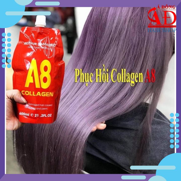 [+Tặng mũ trùm] DẦU HẤP Ủ TÓC COLLAGEN A8 PHỤC HỒI SIÊU MƯỢT (ĐỎ) 600ML