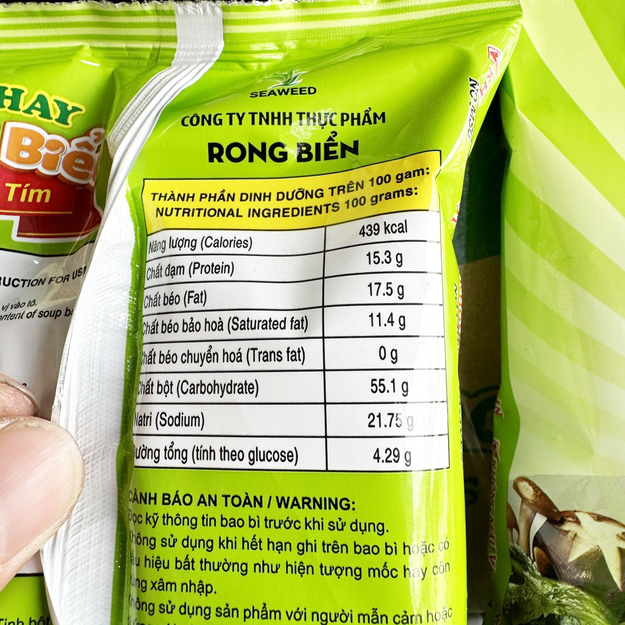 Mì chay rong biển Seaweed gói 75g [Thùng 12 gói]
