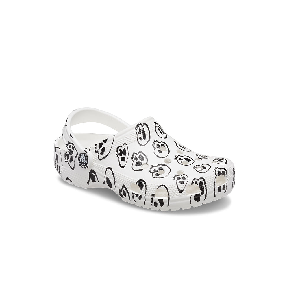 Giày Clog Unisex Crocs Classic Skull Print - White/Black
