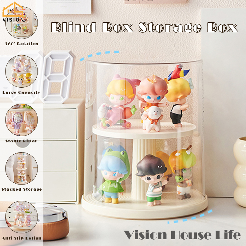 Tầm Nhìn 360 ° Xoay Hiển Thị Trường Hợp Với Rõ Ràng Bìa hai lớp Đồ chơi búp bê Lưu Trữ Hộp Bộ Sưu Tập Hộp đồ chơi sưu tập Hiển Thị Đứng Với nắp trong suốt Chống Bụi