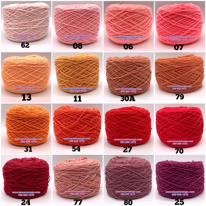 Sợi Cotton việt nam 1mm (Màu 57 ~ Màu 102) (cuộn 100gr)
