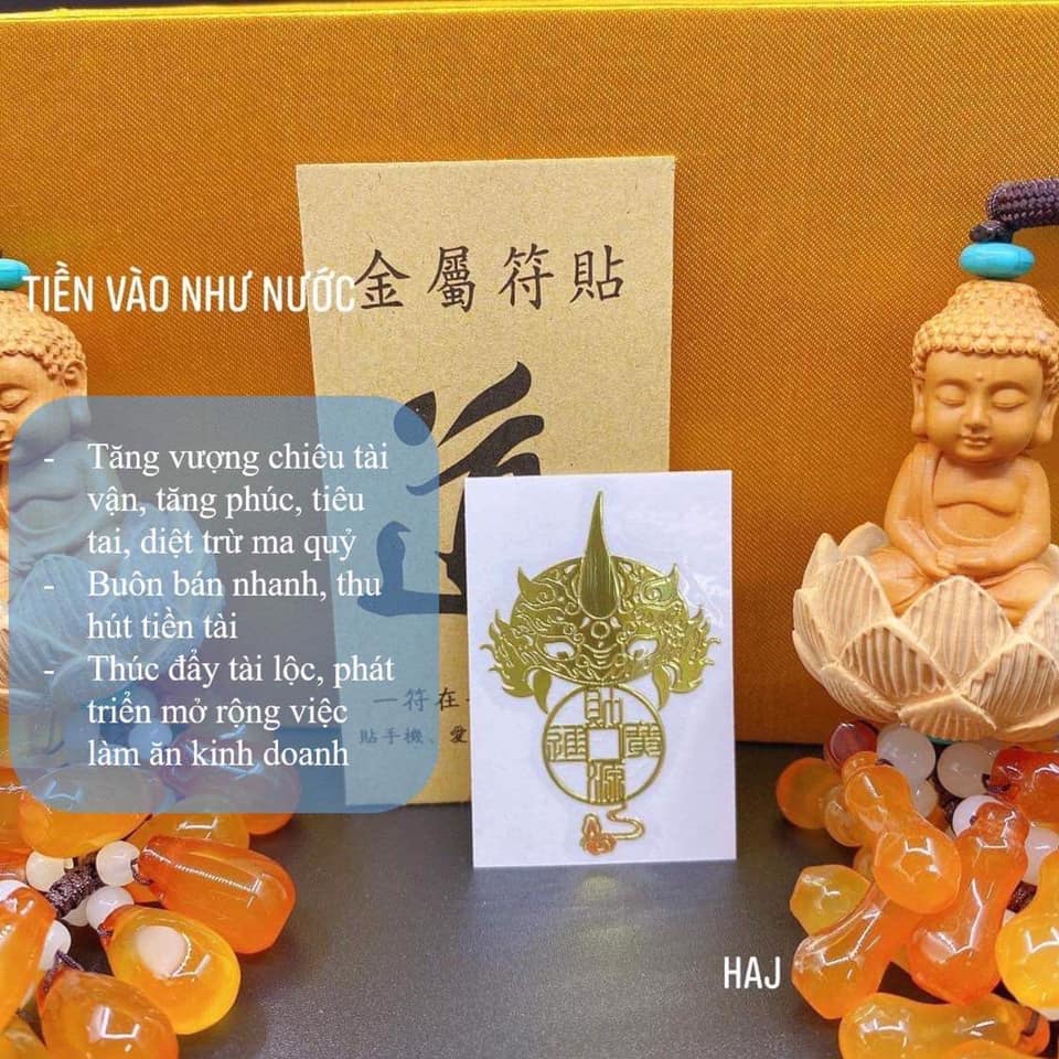 Miếng dán linh phù điện thoại TIEN VO NHU NUOC may mắn, tài lộc phù hợp phong thủy