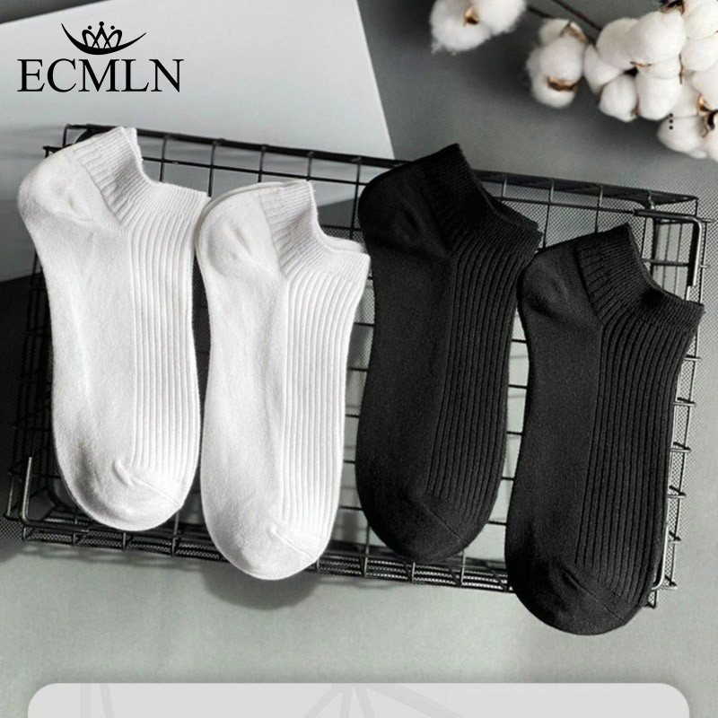 ECMLN Black and White Socks Unisex Ankle Socks Summer Sweat Absorbing Breathable Couple Boat Socks