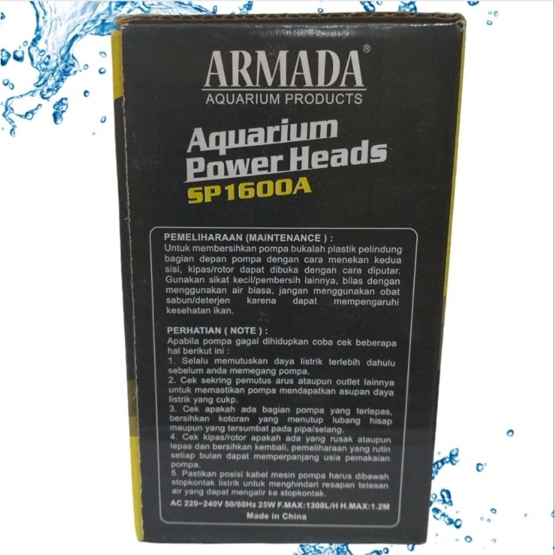 ARMADA SP 1600A Pompa Aquarium kolam kecil Hidroponik