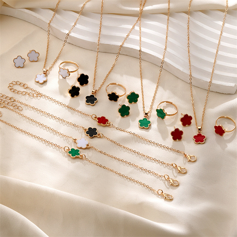 1Set%20Exquisite%20Fashion%20Five%20Leaf%20Grass%20Necklace%20Earrings%20Bracelet%20Ring%20For%20Women%20Girls%20Simple%20Elegant%20Daily%20Accessories%20Gifts%20CHAINI%20-%20Image%202