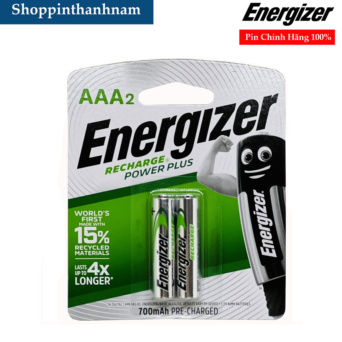 Pin sạc aaa energizer 700mah vỉ 2 viên chính hãng