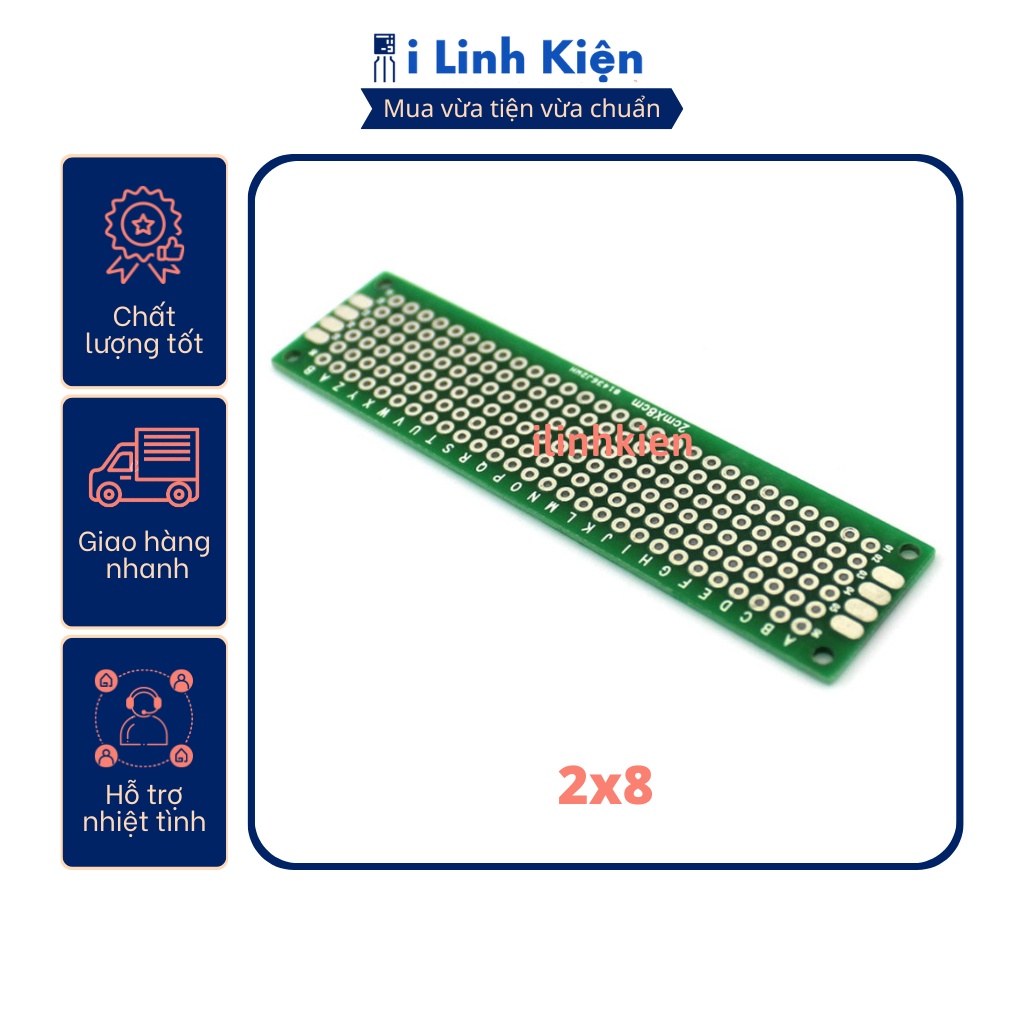 PCB lỗ 2x8cm phíp thủy tinh FR4 2 mặt