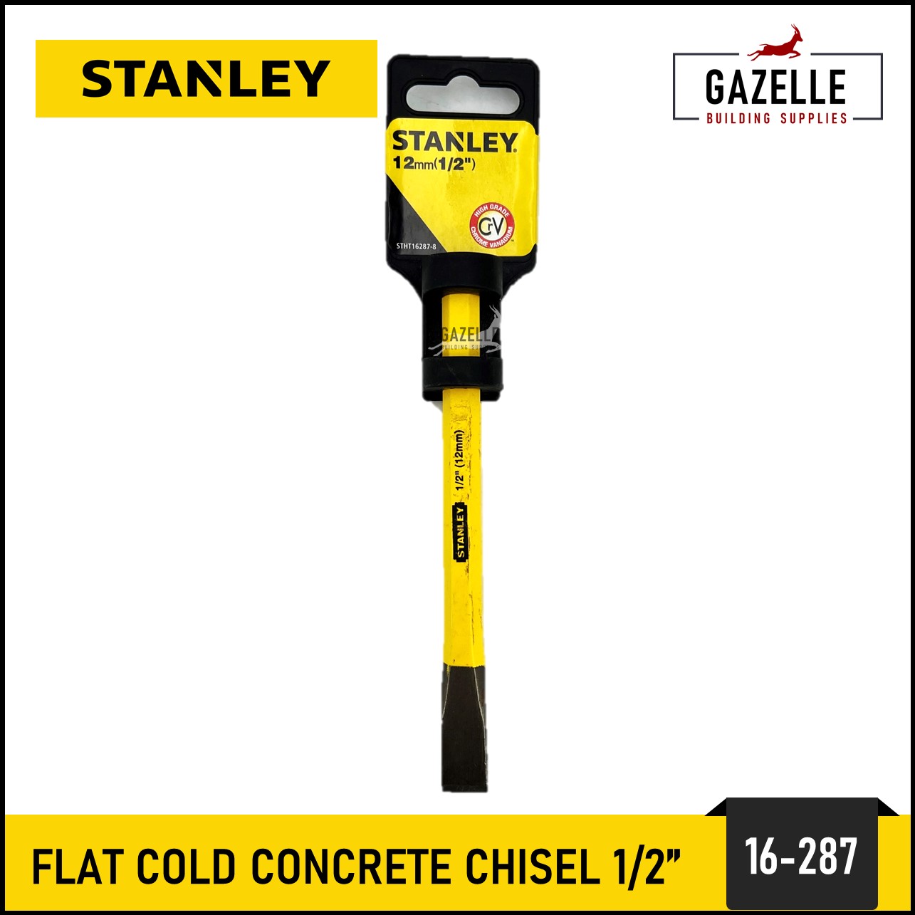 Stanley Flat Cold Concrete Chisel 1/2 / 5/8 / 3/4 / 7/8 / 1 16287 /