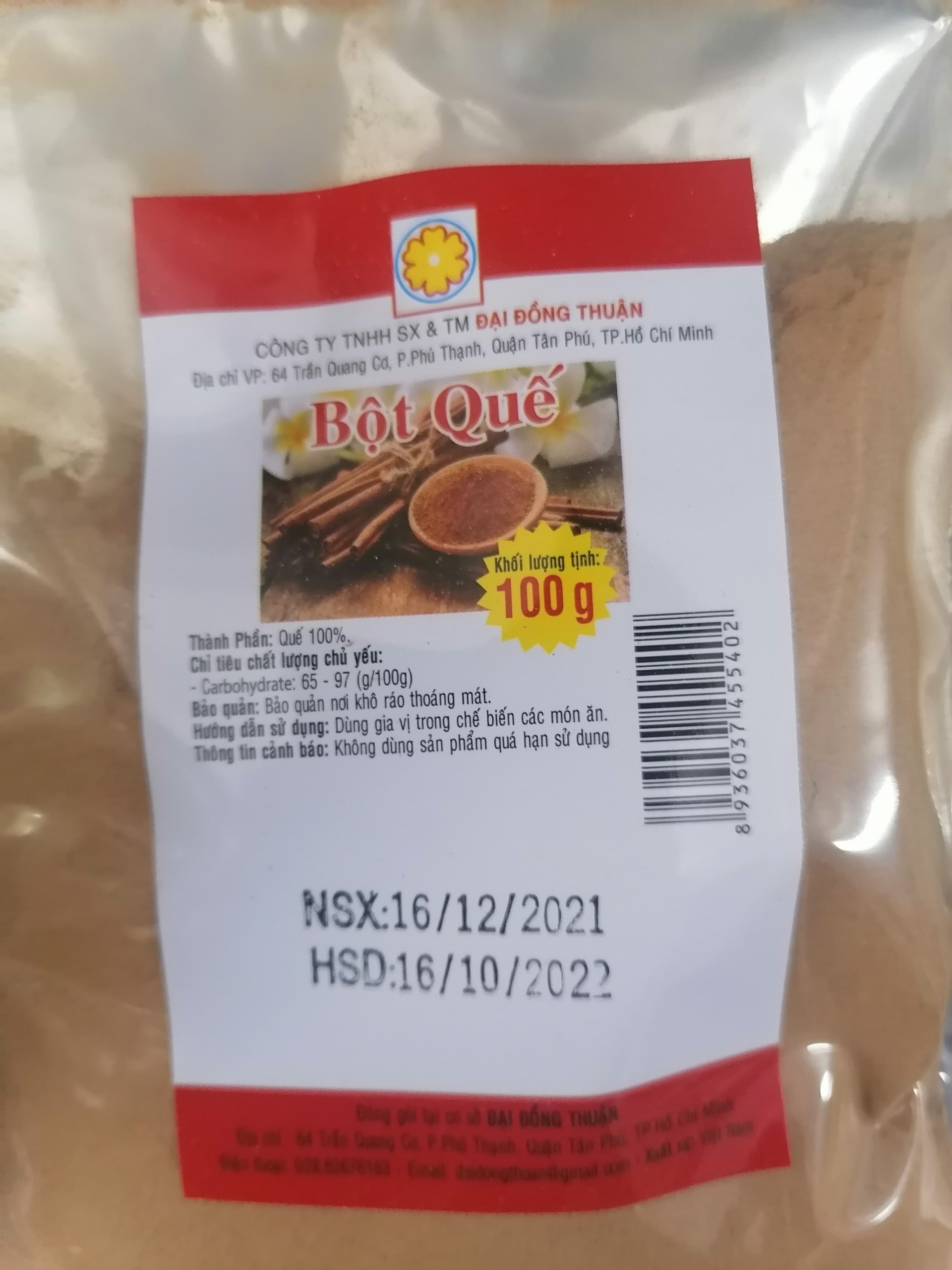 [100g] Bột quế thực phẩm [VN] ĐẠI ĐỒNG THUẬN Cinnamon powder (bph-hk)