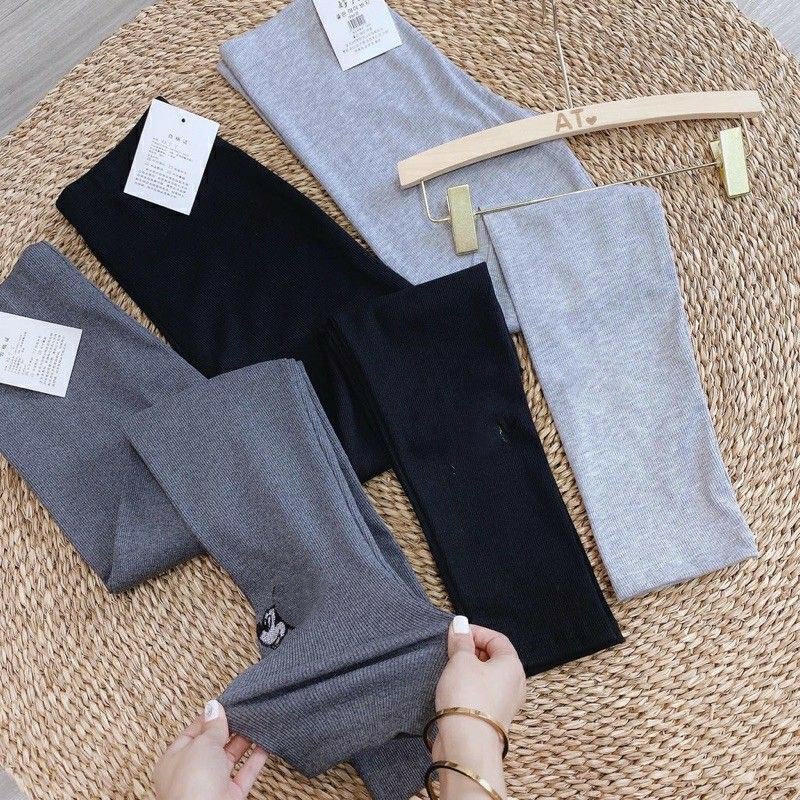 Quần legging nữ dài len tăm thêu hình