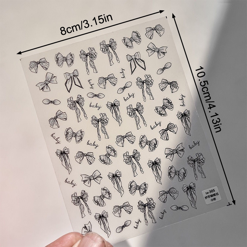 Bowtie Nail Stickers Bow Long Ribbon Tie Self Adhesive Nail Art ...