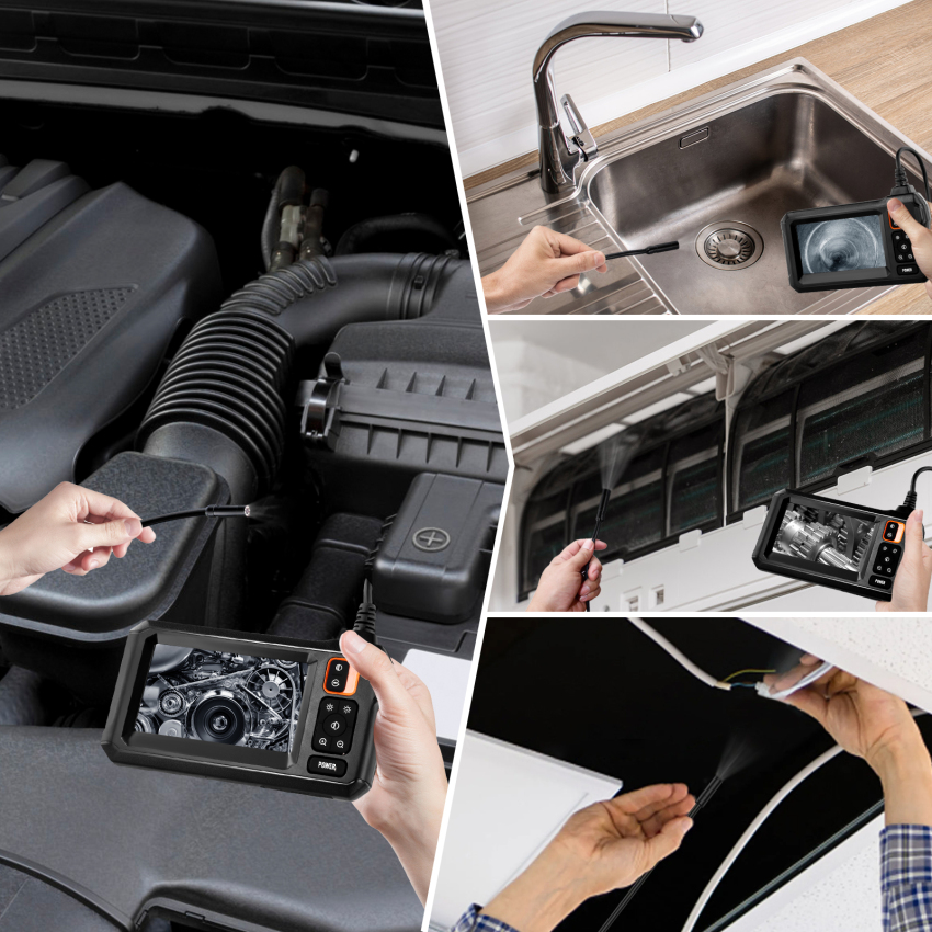 Borescope, Camera nội soi với ánh sáng, Camera kiểm tra HD 1080p, camera nội soi đường ống với ánh sáng, camera không thấm nước IP67, Camera nội soi linh hoạt 16,5ft, tiện ích cho nam giới (4.3 ”)