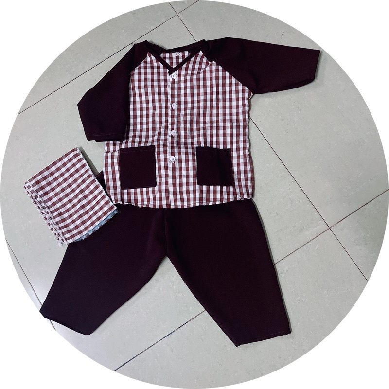 Bộ bà ba bé trai kèm khăn rằn
