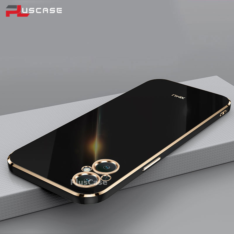 PlusCase for OPPO Reno7 Z 5G Reno8 Z 5G 6D Plating Soft Case Lens Protector Square Frame Silicone Glossy Shockproof Phone Back Cover