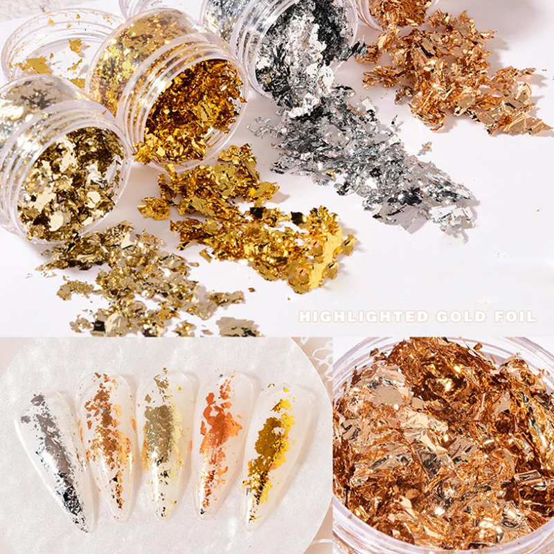 Gold Leaf Flakes Gold Foil Painting Art Nail Decor Foil Paper Resin Mold Filling DENGYOUZHOU.
