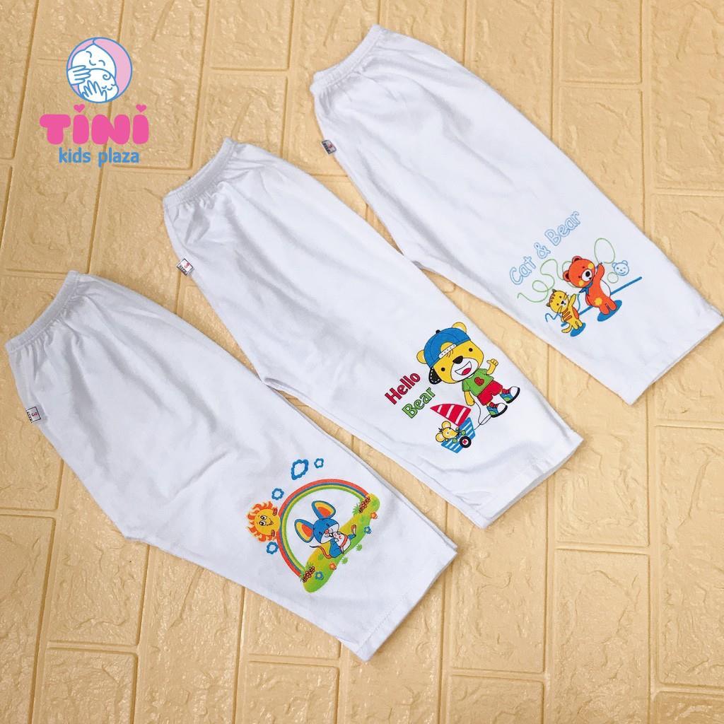 5 quần dài trắng in hình sơ sinh bosini / quần dài trắng cho bé