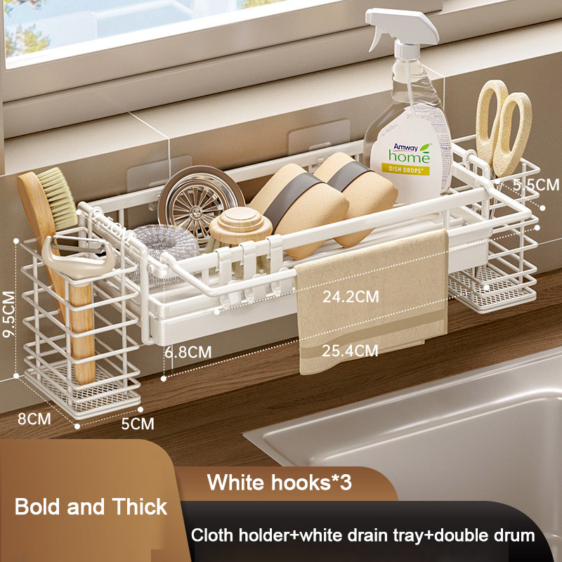 Drain rack kitchen sink faucet storage rack household pool wall-mounted multifunctional seasoning basket