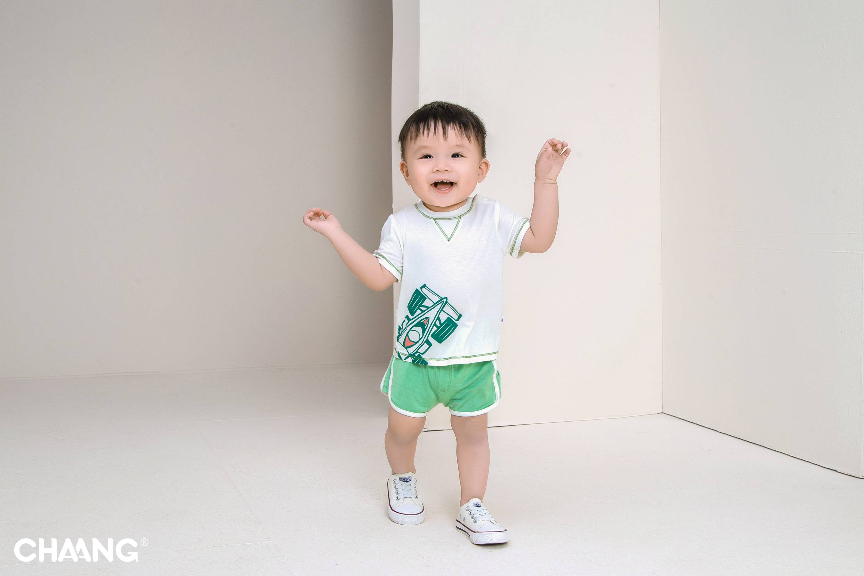 [CHAANG] Áo Phông Cộc Tay Active Trắng Chaang