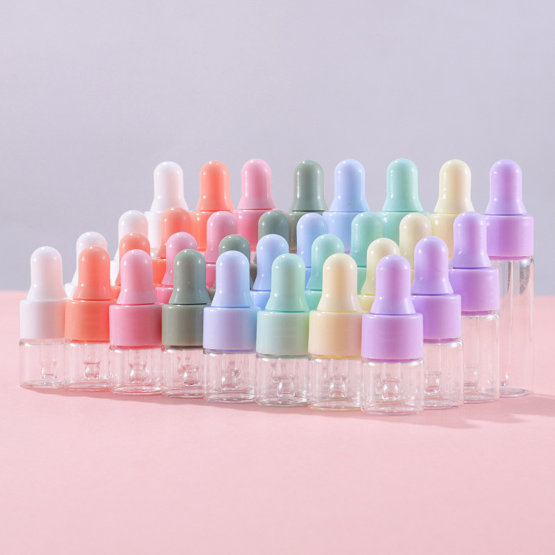 7PCS Portable Refillable Mini Dropper Bottle Set 1/2/3/5ml Empty Macaron Color Glass Essential Oil Vials Reusable Container DIY.